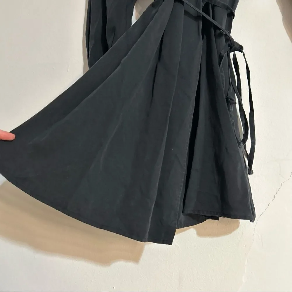 J. Crew Drapey Wrap Puff Sleeve Mini Sheath Dress Black XS Minimalist Capsule